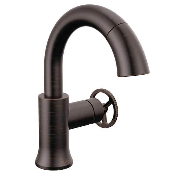 Delta Trinsic Single Handle Single Hole Bathroom Faucet with High-Arc Pull-Down Spout in Venetian Bronze