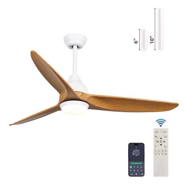 52 in. Smart Indoor White Ceiling Fan with 3-Colors LED Light/Dimmer and DC Reversible and APP/Remote/Memory Function