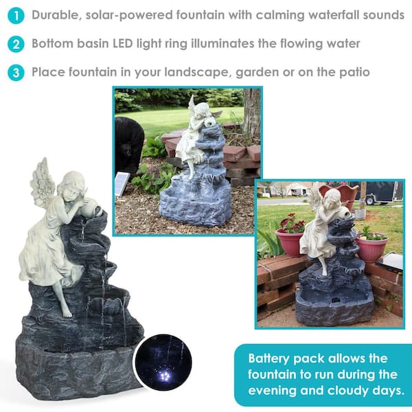Sunnydaze 29 in. Angel Falls Solar Cascading Water Fountain with