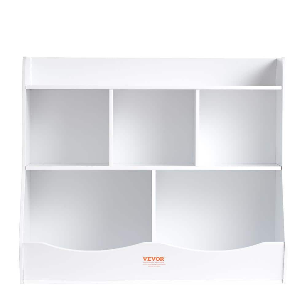 White 35" Kids Toy Storage Organizer with Bookshelf