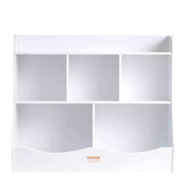 Kid Storage Cubes Cabinet Wood Toy Storage Organizer with Bookshelf 5-Cubby Wood Toy Kids Storage Cabinet, White