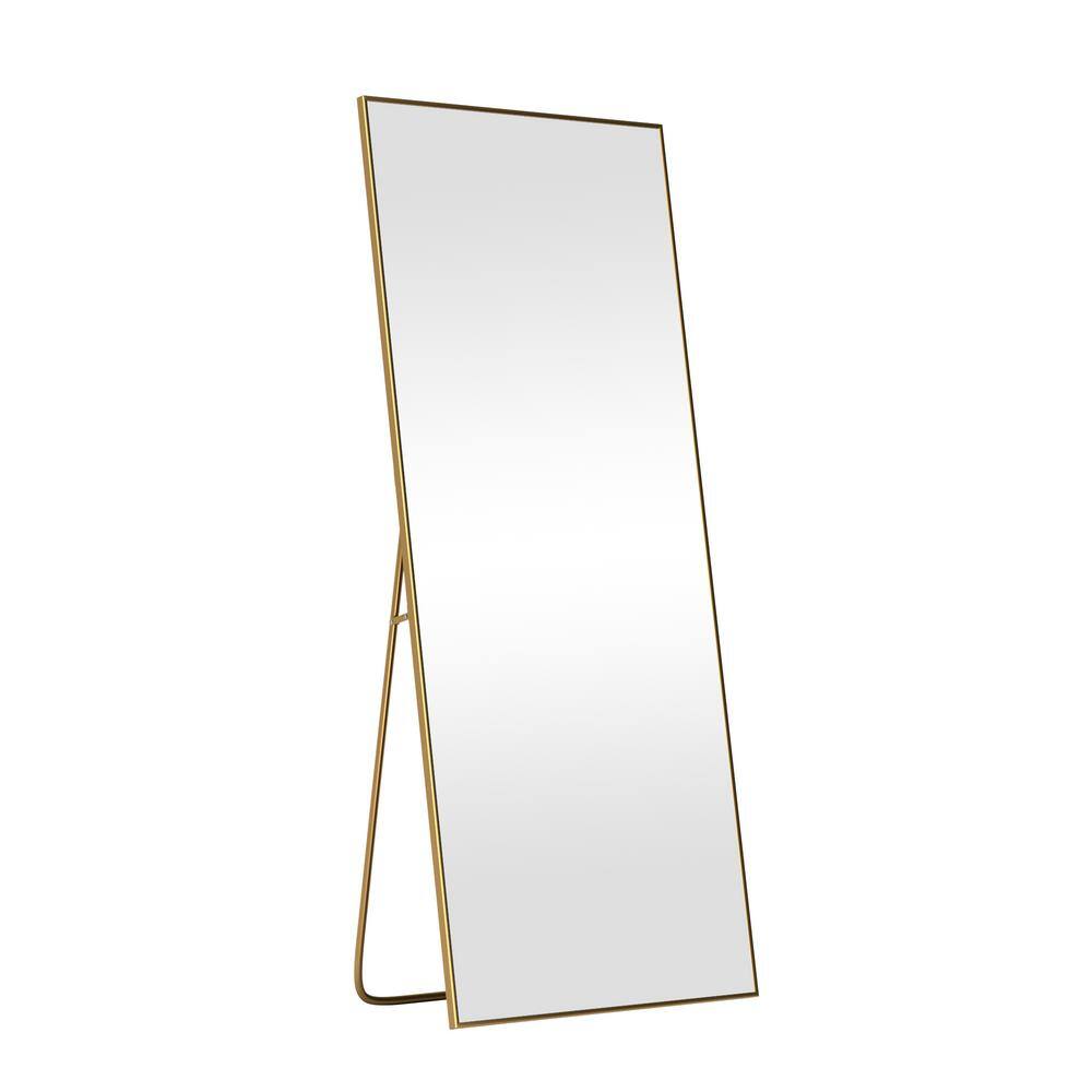 NEUTYPE 38 in. W x 75 in. H Modern Rectangle Metal Framed Gold Full Length Floor Mirror Standing