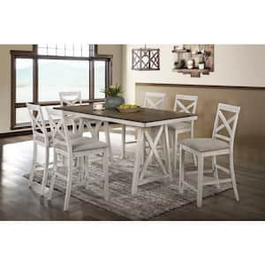 New Classic Furniture Somerset 7-Piece Vintage White Wood Top Counter Table Set (Seats-6)