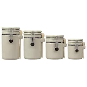 4-Piece Beige Ceramic Canisters Sets