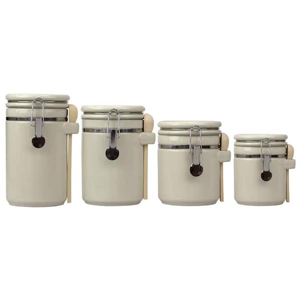 PRIMEPLUS 4-Piece Beige Ceramic Canisters Sets