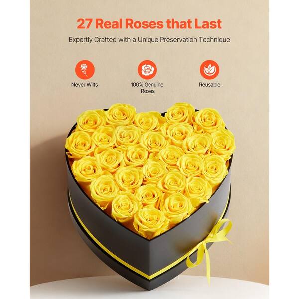 Bunpeony Forever Flowers 27 Preserved Roses Heart Box 9.17 x 8.78