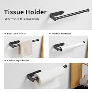 Wall Mount Paper Towel Holder Bulk-Self-Adhesive Under Cabinet In Matte Black(2 pcs)