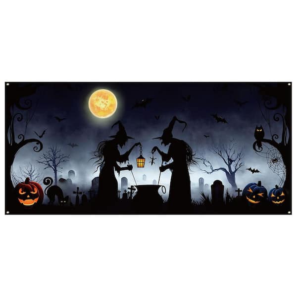 N/A Halloween Car Decorations Kit w/Witch Cauldron Backdrop