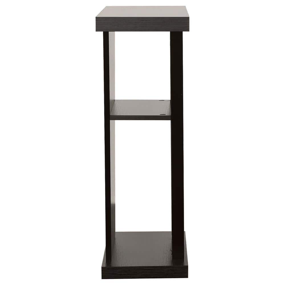 Transitional Cappuccino Console Table with Slanted Silhouette and Storage
