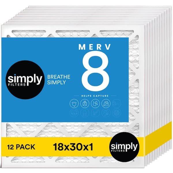 18 in. x 30 in. x 1 in. MERV 8 FPR 5 Pleated Furnace Air Filter (12-Pack)