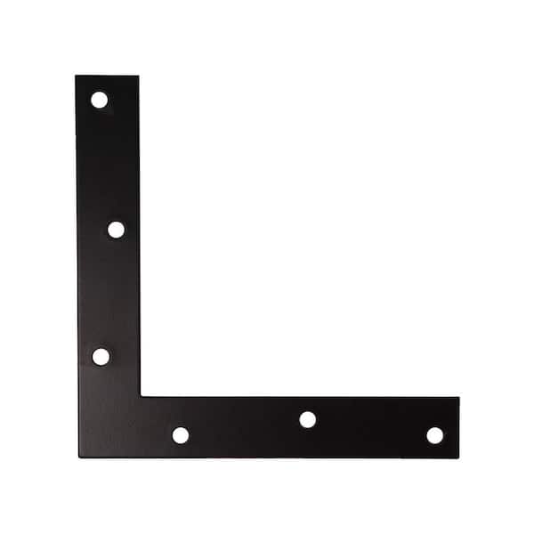 Everbilt 6 in. Black Flat Corner Brace (4-Pack)