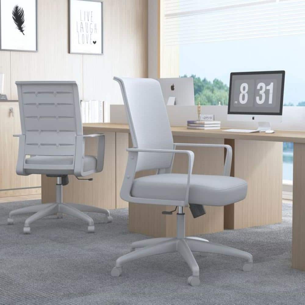 BOSS Gray Fabric Seat Adjustable Height Ergonomic Task Chair in Gray Frame 