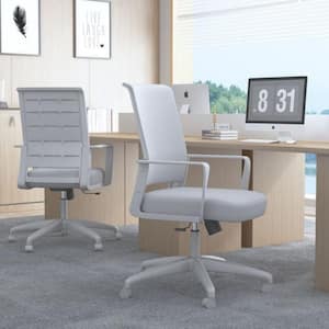 BOSS Gray Fabric Seat Adjustable Height Ergonomic Task Chair in Gray Frame with Arms