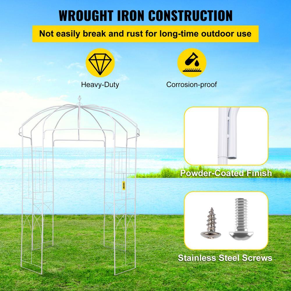 White Heavy Duty Wrought Iron Birdcage Garden Arbor