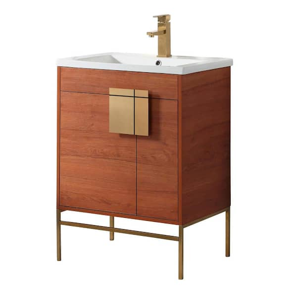 Shawbridge 24 Bathroom Vanity Black Oak with Satin Brass