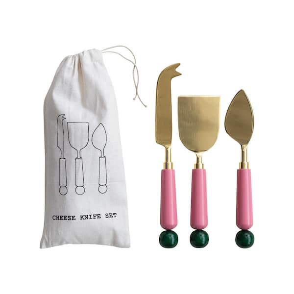 3-Piece Stainless Steel Cheese Knives and Spreaders with Resin Handles