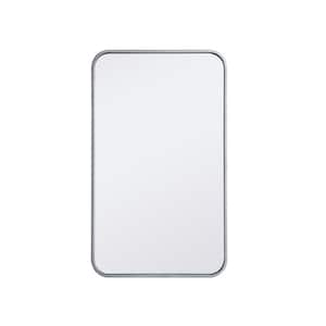 Timeless Home 30 in. H x 18 in. W Silver Modern Soft Corner Rectangular Wall Mirror