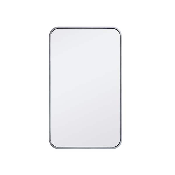 Unbranded Timeless Home 30 in. H x 18 in. W Silver Modern Soft Corner Rectangular Wall Mirror