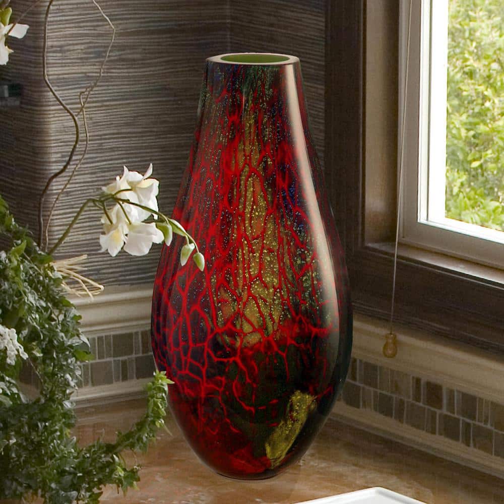 Dale Tiffany 16 5 In Multi Colored Stuart Hand Blown Art Glass Vase Av10766 The Home Depot