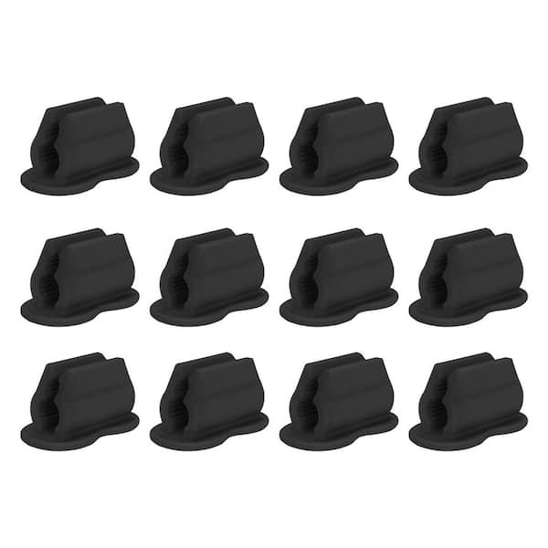 12 Pack Black Adhesive Pen Pencil Holder Silicone Dual-Hole Marker Organizer for Desk Wall Clipboard Office