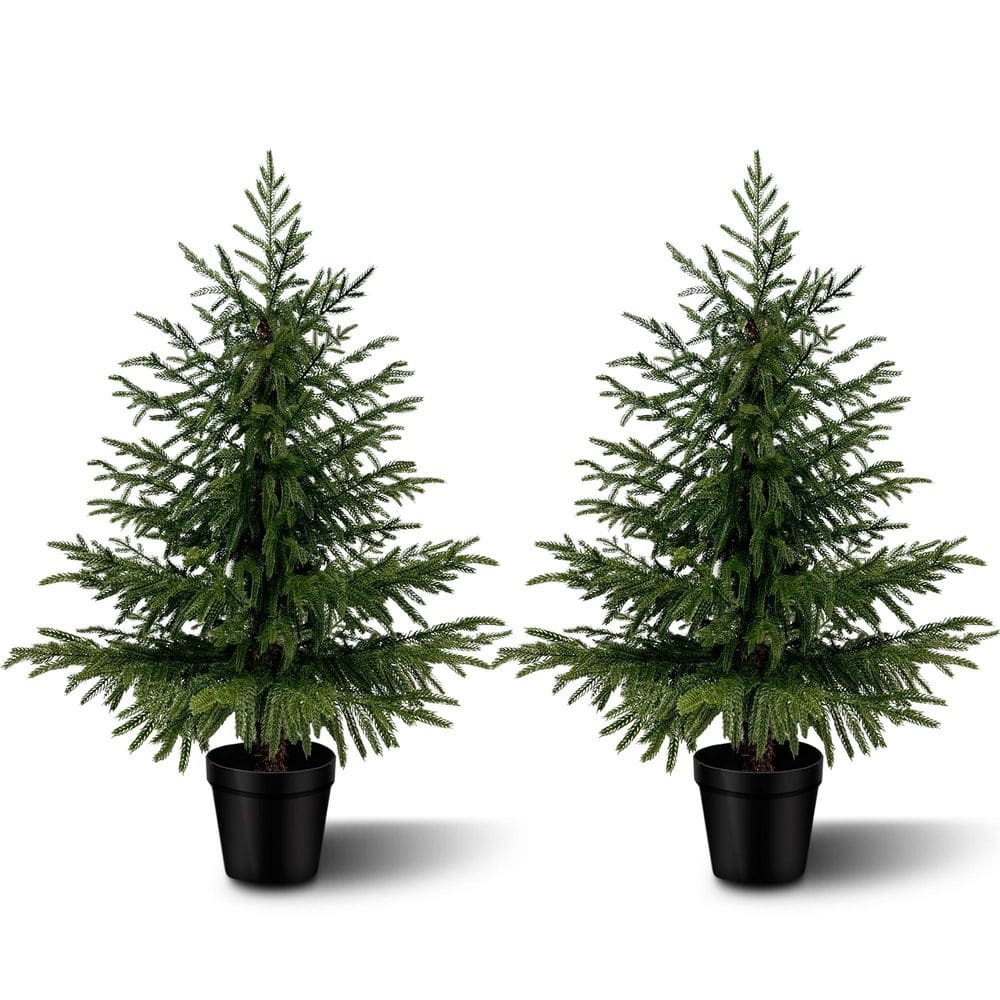 3 ft. Artificial Norfolk Tree in Pot Artificial Christmas Tree Faux Norfolk Pine Tree for Outdoor Indoor Decor(Set of 2) price history on PriceWatchPro