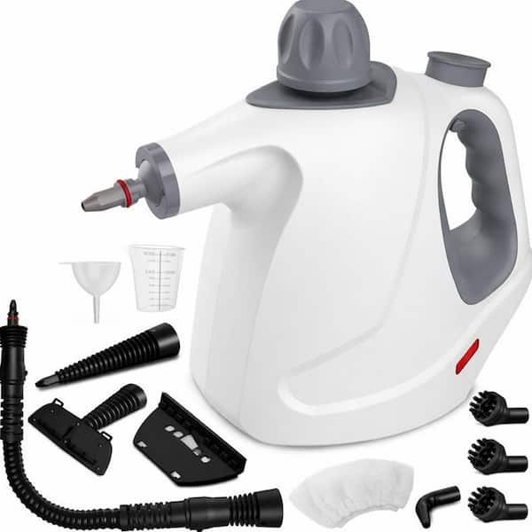 1050W Corded Multi-Surface Cleaning Steamer w/15.2 oz. Tank, 11 Cleaning Tools, High Pressure Steam Chemical-Free, White