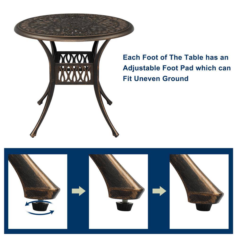 Bronze Round Cast Aluminum Outdoor Dining Table