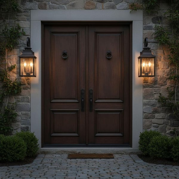 Morgan 2-Light Black Outdoor Wall Lantern Sconce ELW2283BL - The