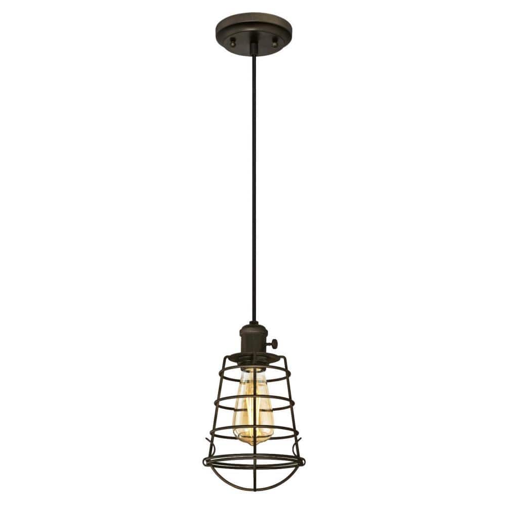 Nolan Oil Rubbed Bronze Mini Pendant with Open Cage Shade