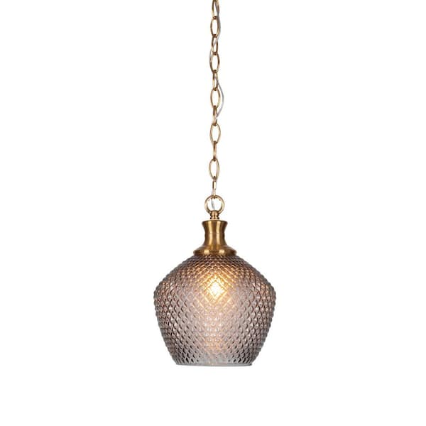Unbranded Tyler 60-Watt 1-Light New Age Brass Shaded Mini Pendant Light with Glass Shade