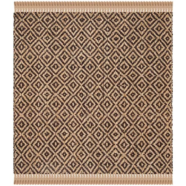 SAFAVIEH Natural Fiber Brown/Beige 6 ft. x 6 ft. Square Border Area Rug