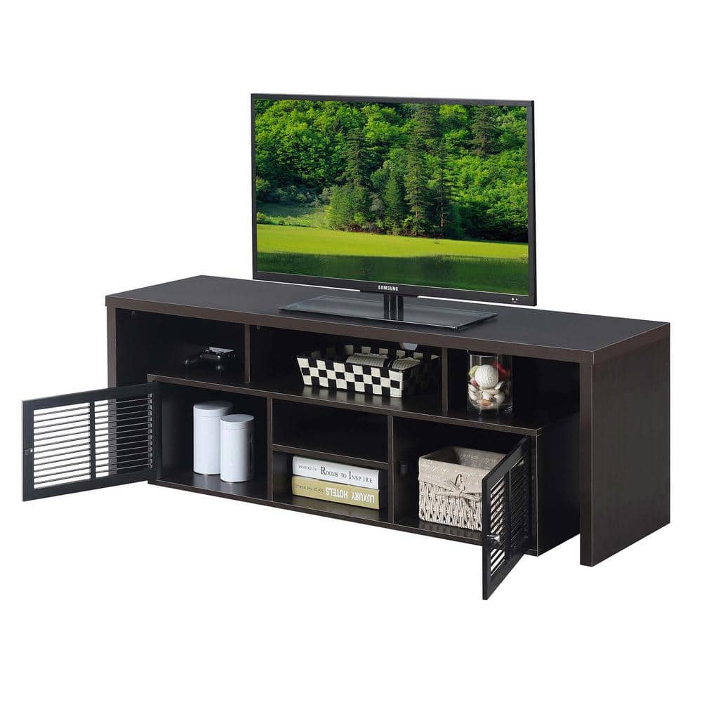 Lexington Espresso 60" TV Stand with Louvered Cabinets and Shelves