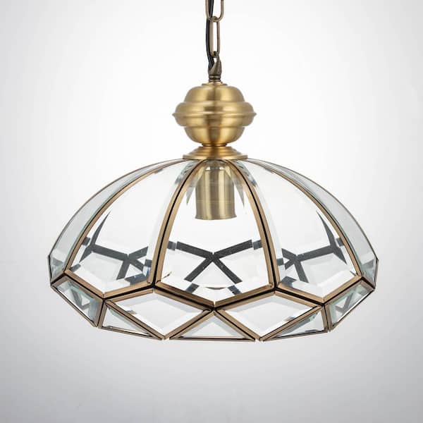 OUKANING 1-Light Gold Modern Shaded Pendant Light with Clear Glass