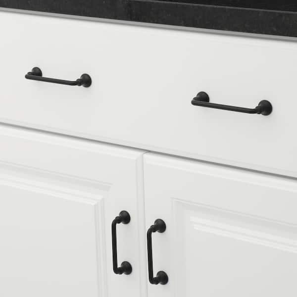 Toulon Collection 3 3/4 in. (96 mm) Matte Black Traditional Round Cabinet Bar Pull