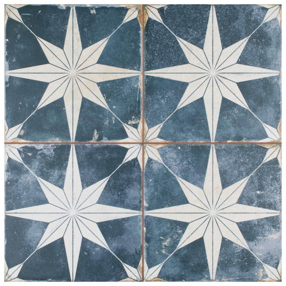 Kings Star Sky Blue and White Ceramic Floor and Wall Tile
