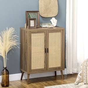 Kitchen Pantry, Sideboard Buffet Cabinet with Rattan Doors in Brown