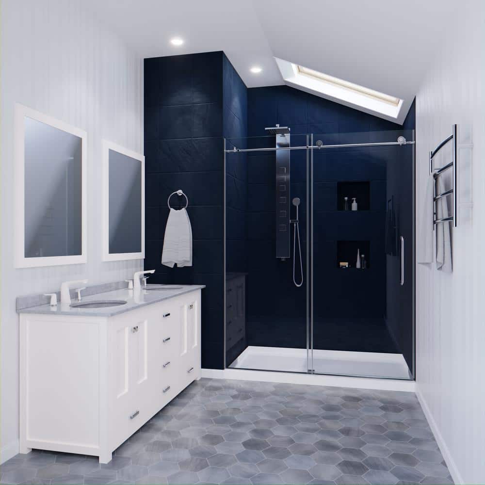 Madam Series 60" x 76" Polished Chrome Frameless Sliding Shower Door