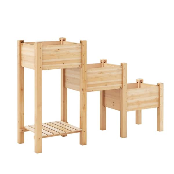 FORCLOVER 64 in. x 17 in. x 41 in. Natural Wood Raised Garden Bed