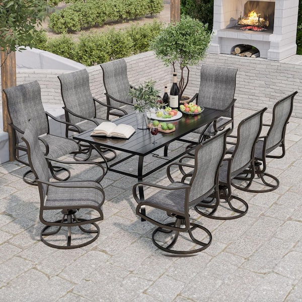 Dark Gray 8-Person Patio Dining Chairs