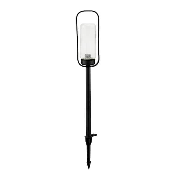 Hampton Bay Caldwell Low Voltage Matte Black Finish LED Outdoor Landscape Path Light with Clear Seedy Glass