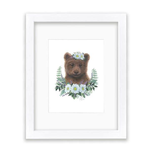 Unbranded Woodland Littles 1 "Bear" by Alyssa Lewis Individual White Framed with Mat Animal Art Print 20 in. x 16 in.