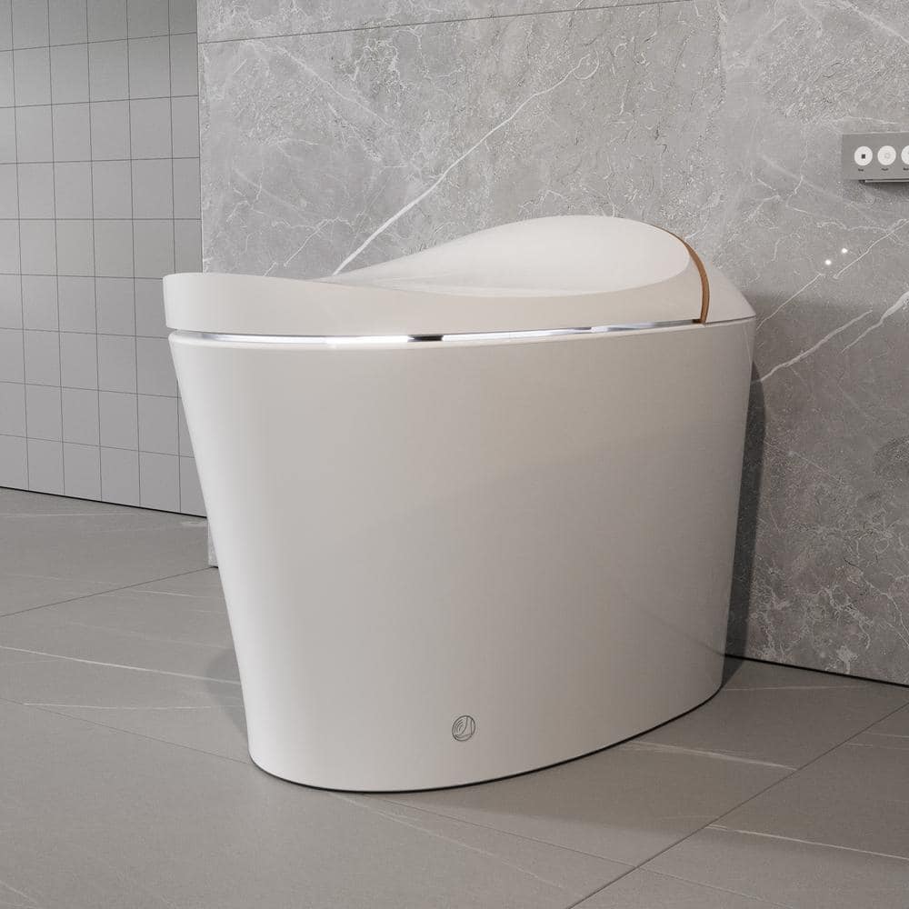 White Elongated Free Standing High Efficiency Smart Toilet