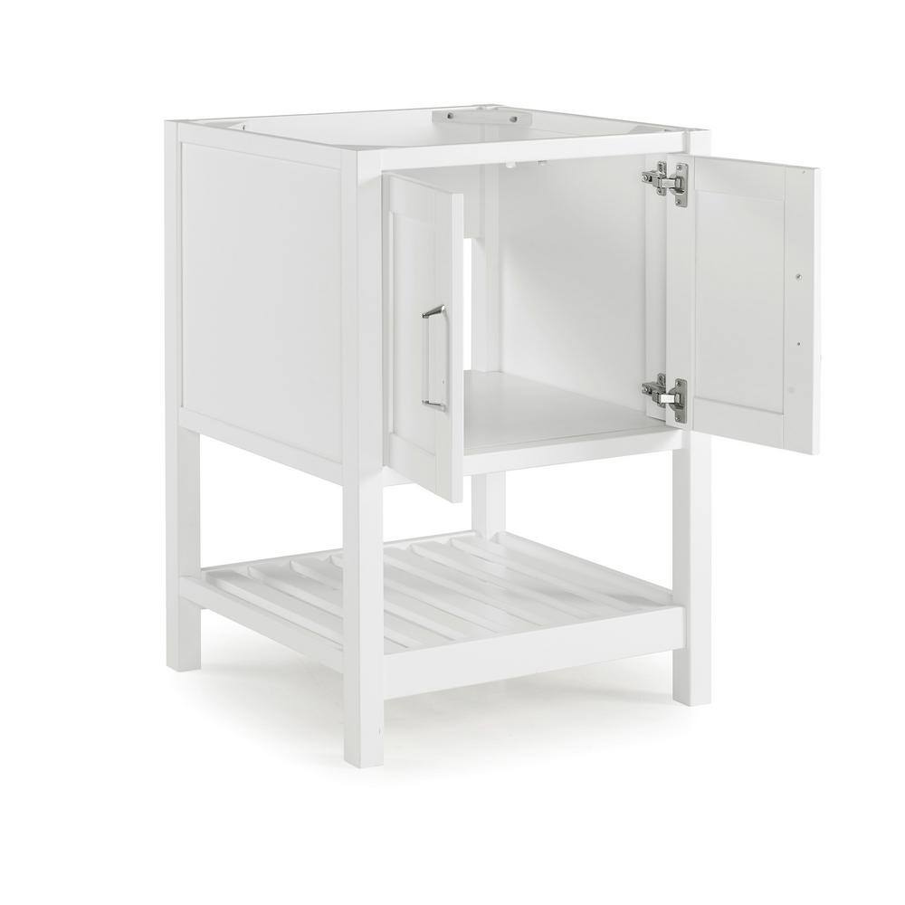 Bennet 24" White Pine Wood Modern Shaker Vanity Cabinet with Open Shelf
