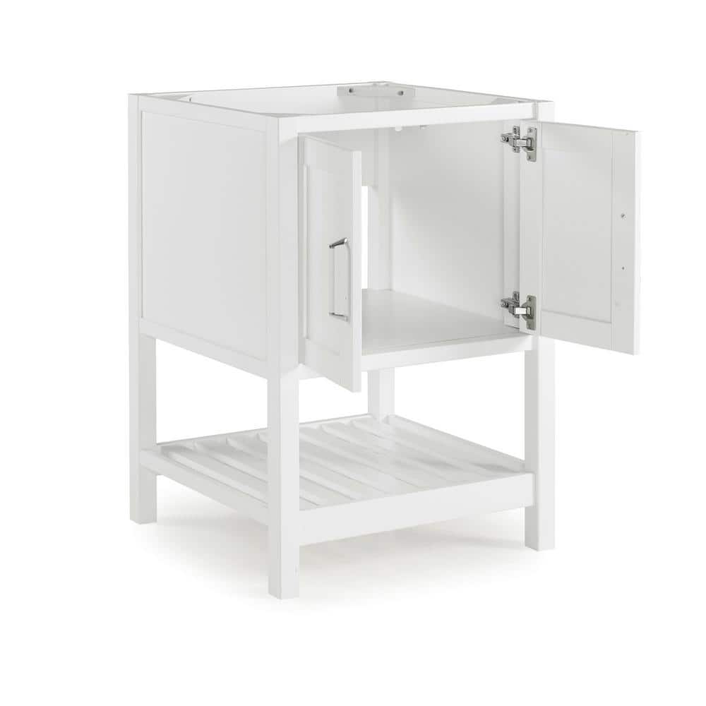 Bennet 24" White Pine Wood Modern Shaker Vanity Cabinet with Open Shelf