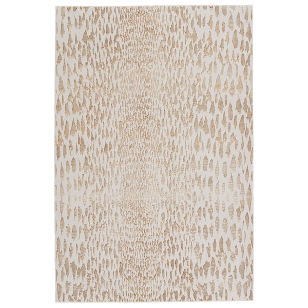 Jaipur Living Nikki Chu Kimball Power-Loomed Ivory/Gold 6 ft. 7 in. x 9 ft. 6 in. Animal Rectangle Area Rug