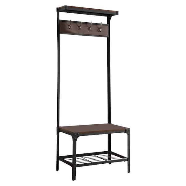 Kings Brand Furniture Antique Walnut Metal and Wood Hall Tree