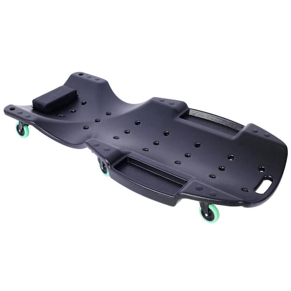 Tidoin 440 lbs. Capacity 48 in. Black Plastic Creeper with Padded Headrest and Dual Tool Trays