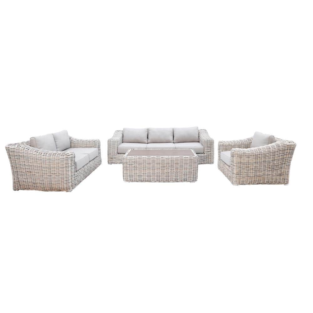 Hawaii 4-Piece Deep Seating Set Outdoor Patio Furniture Durable Rattan Wick