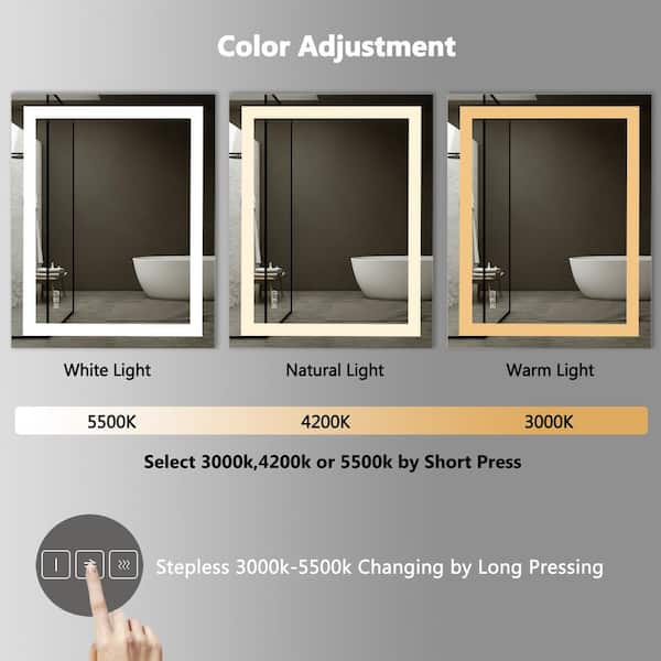 KINWELL 48 in. W x 36 in. H Large Frameless Rectangular LED