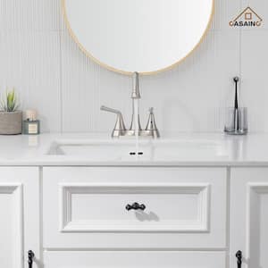4 in. Centerset Double Handle Bathroom Sink Faucet with 360° Swivel Spout, Stainless Steel Drain Kit in Brushed Nickel